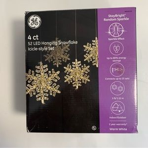 GE led hanging snowflake stay bright random sparkle indoor outdoor
